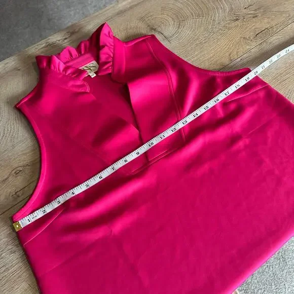 SSYS Sleeveless Frill Vneck Top Pink M - Picture 6 of 9